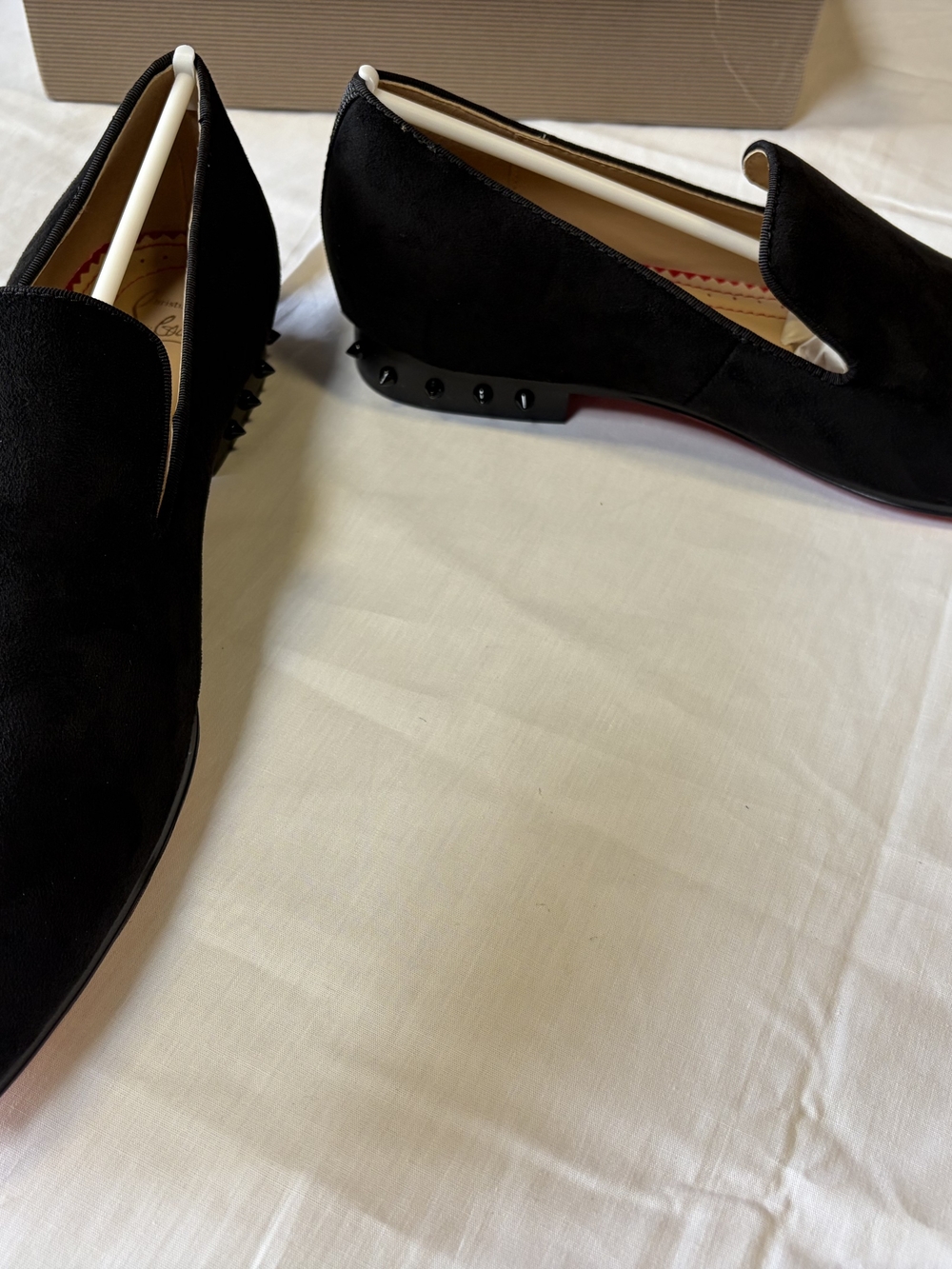 Christian Louboutin Dandelion Spikes Loafers Black Wedge Pumps